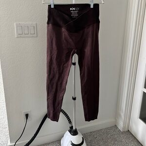 POPFLEX Flex Curve Ribbed Leggings Maroon/Burgundy NWOT